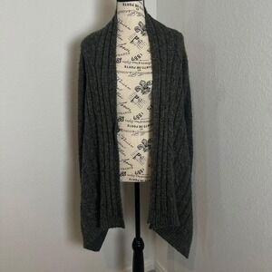 BCBGMAXAZRIA Gray Knit Cardigan Open Front Draped Cozy Sweater XS/S‎